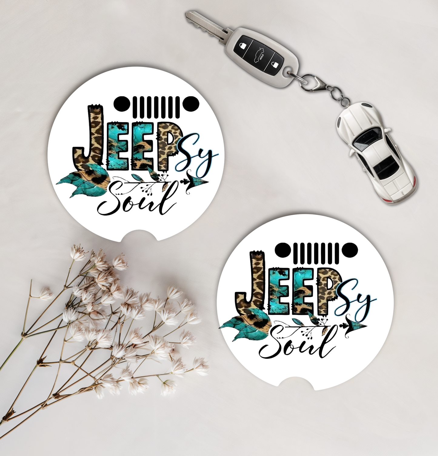 Set of 2 Car Coasters - Jeepsy Soul