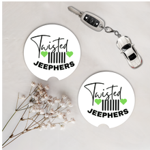 Load image into Gallery viewer, Set of Two Car Coasters -Twisted J (Multiple Colors)