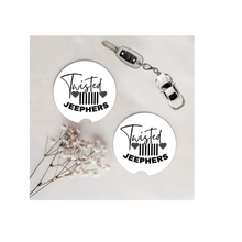 Load image into Gallery viewer, Set of Two Car Coasters -Twisted J (Multiple Colors)