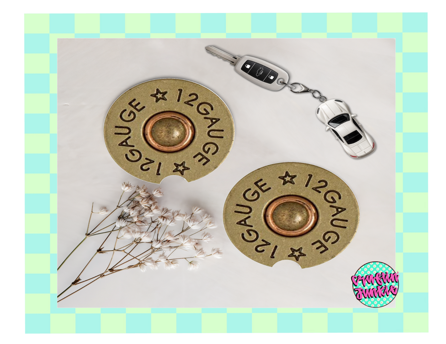 Set of Two Car Coasters - 12 Guage Bullett