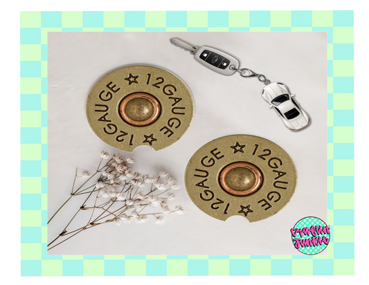 Set of Two Car Coasters - 12 Guage Bullett