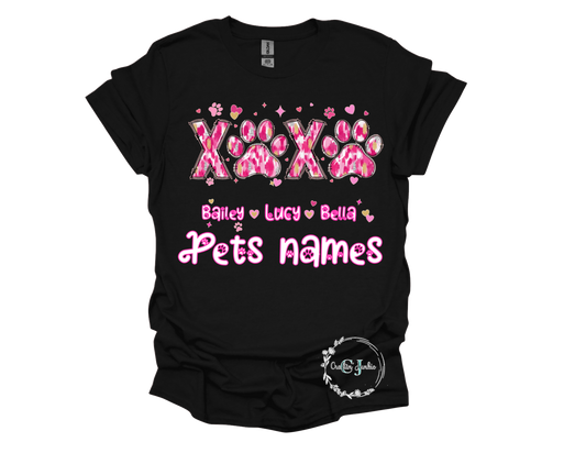 Black Tee - Valentines Dog - XOXO - Custom with your dog names