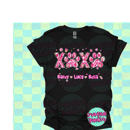 Valentines Dog - XOXO - Custom with your dog names Tee