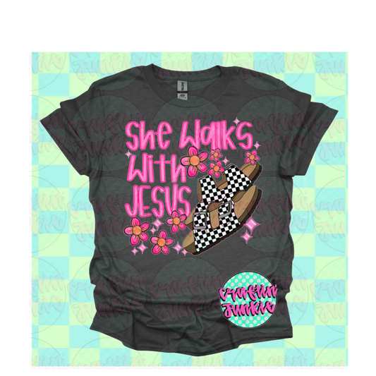 She walks with Jesus - Checkered slides