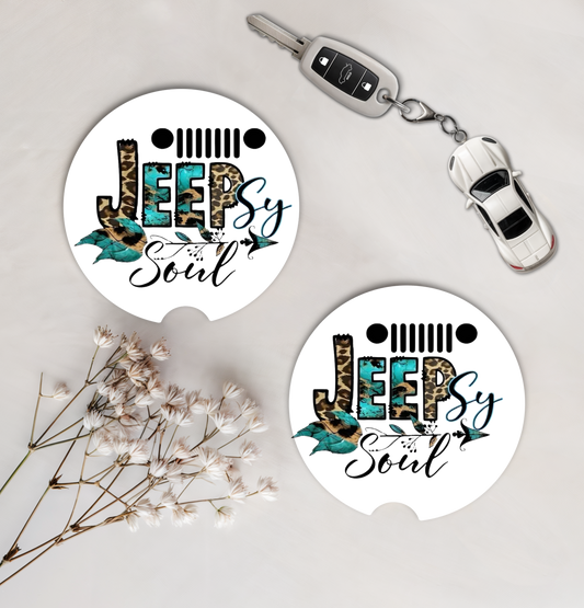 Set of 2 Car Coasters - Jeepsy Soul