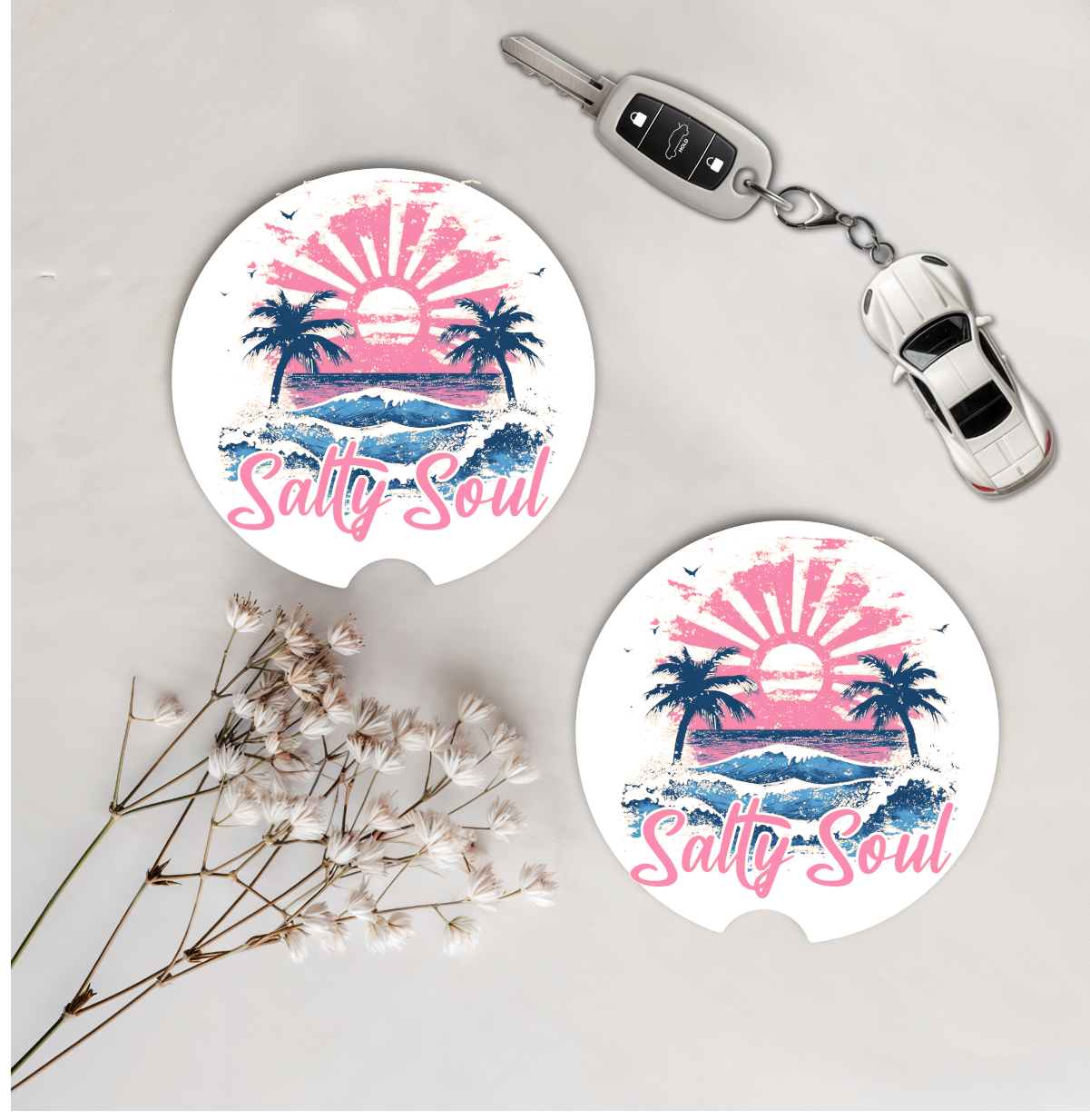 Set of Two Car Coasters - Salty Soul