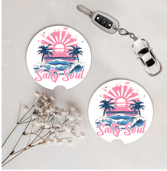 Set of Two Car Coasters - Salty Soul