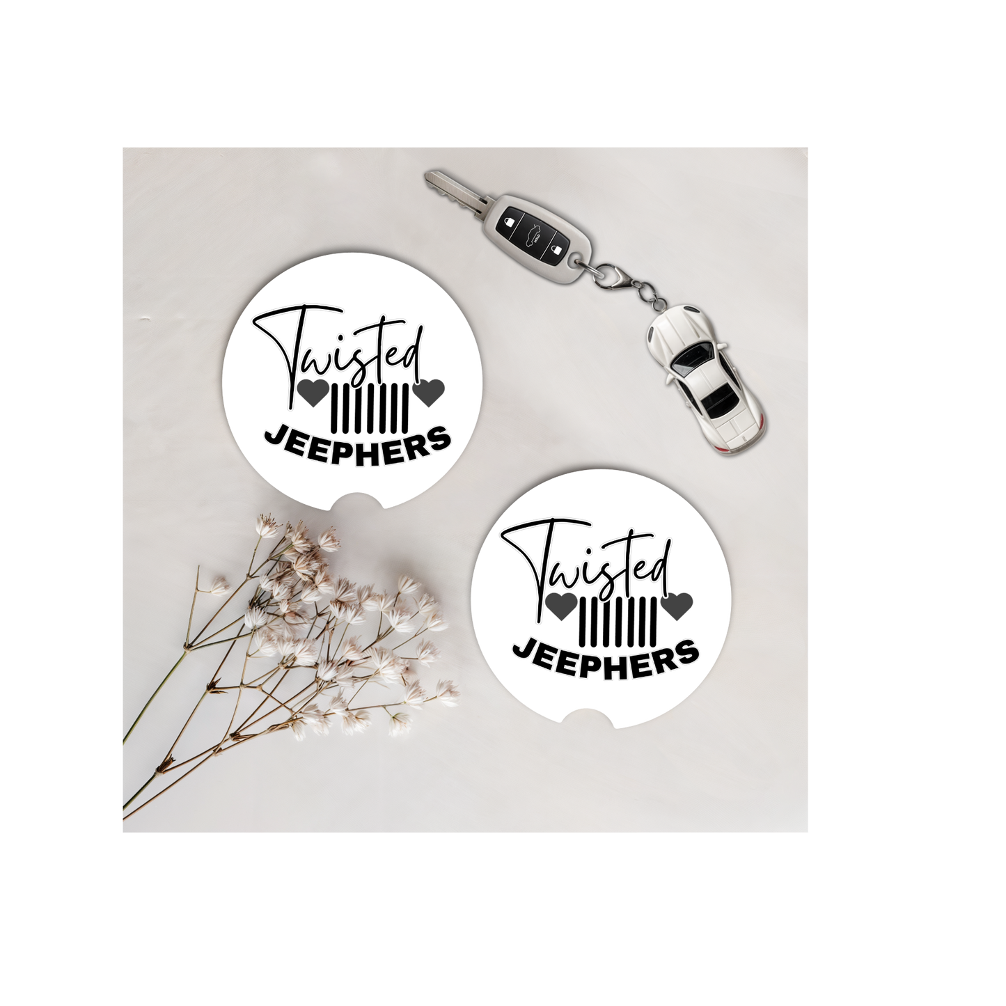 Set of Two Car Coasters -Twisted J (Multiple Colors)