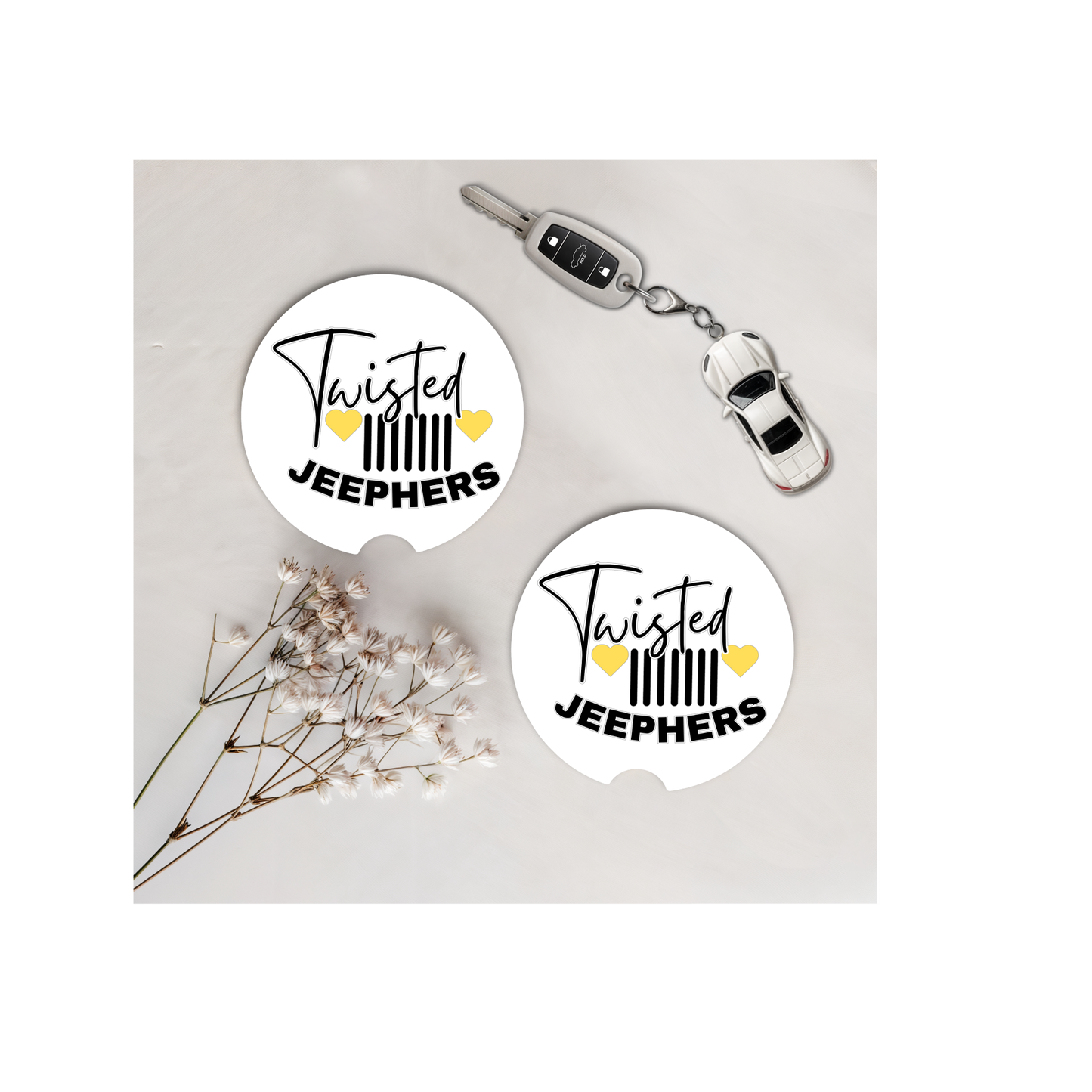 Set of Two Car Coasters -Twisted J (Multiple Colors)