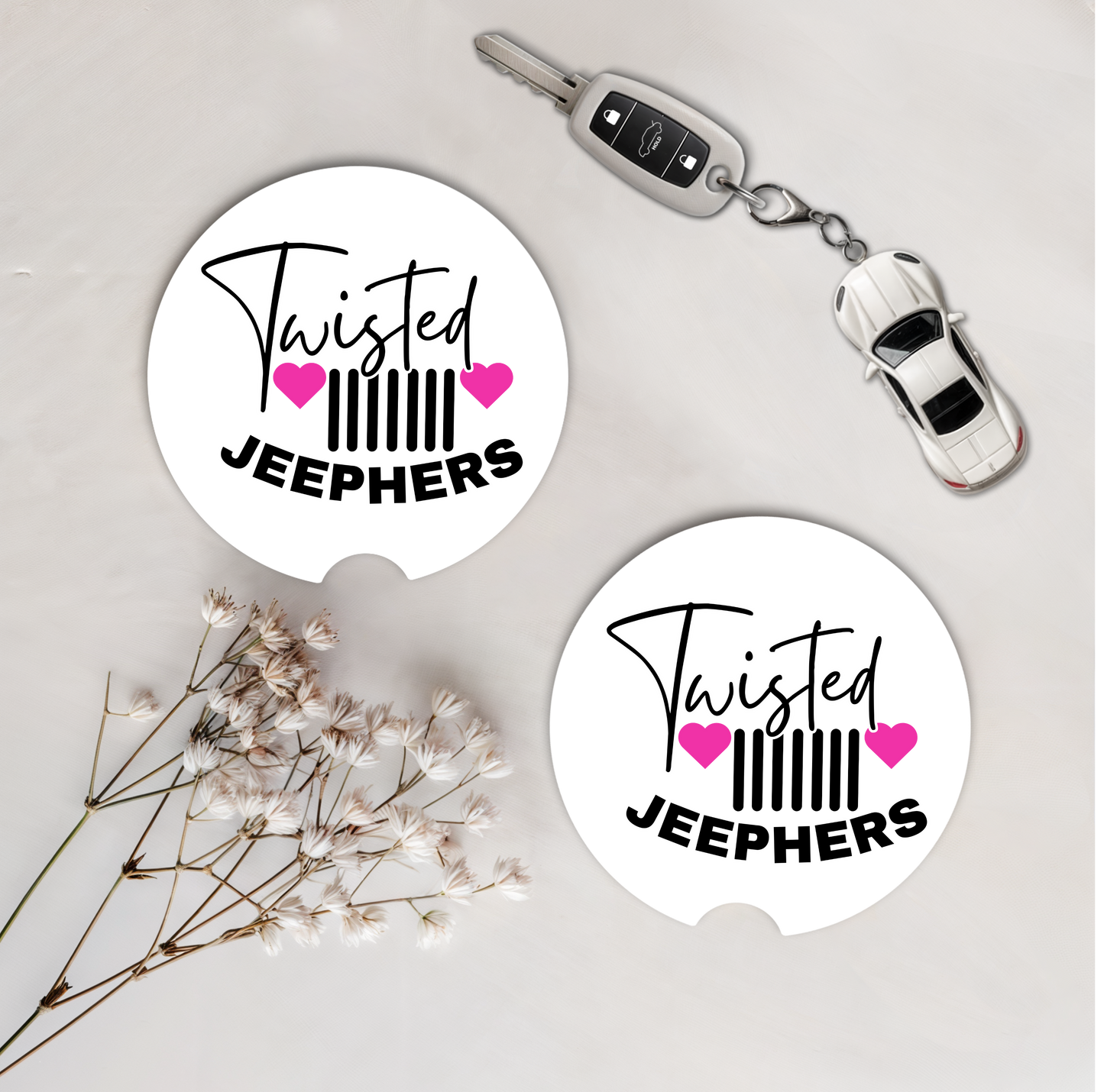 Set of Two Car Coasters -Twisted J (Multiple Colors)