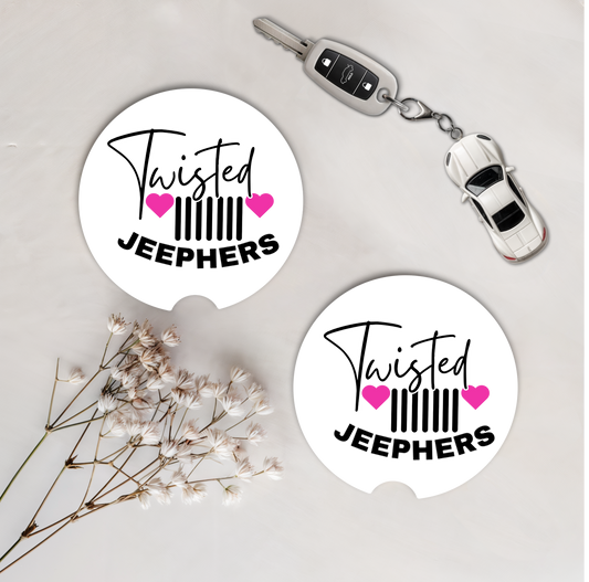 Set of Two Car Coasters -Twisted J (Multiple Colors)